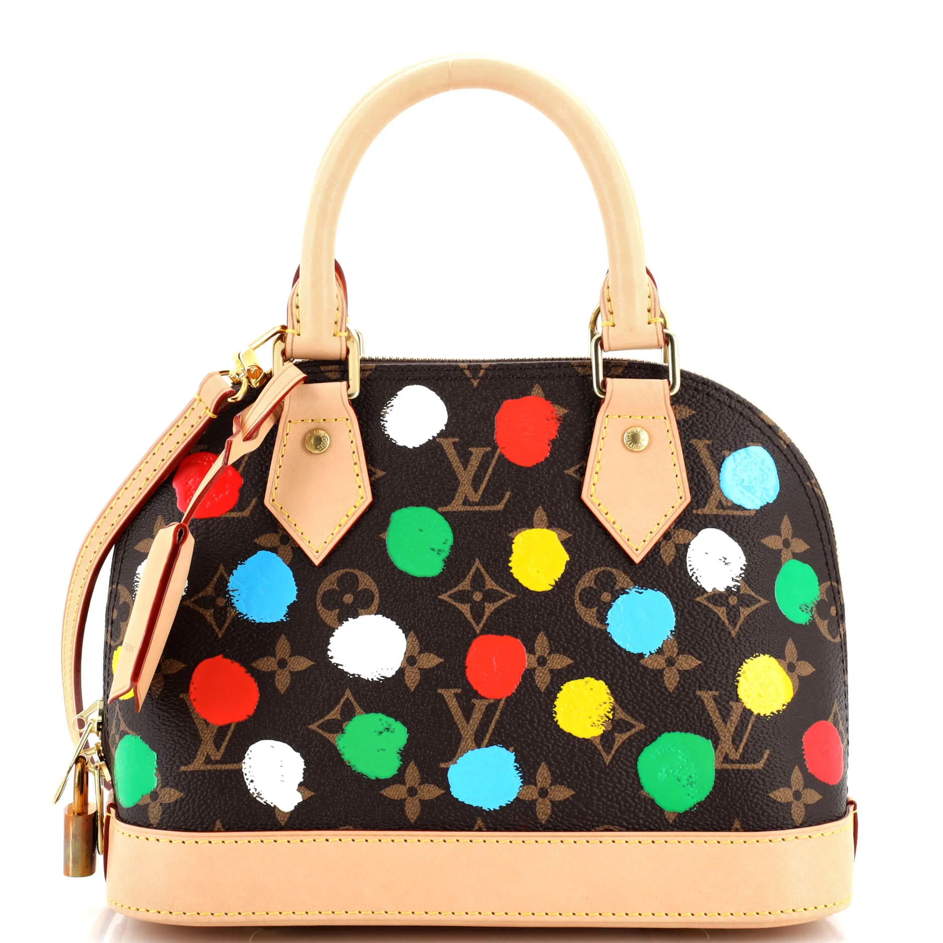 Alma Handbag Yayoi Kusama Painted Dots Monogram Canvas BB