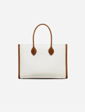 Aurora Cactus Leather Vegan Tote Bag | White & Brown