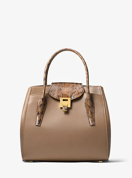 Bancroft Large Calf Leather and Snakeskin Satchel