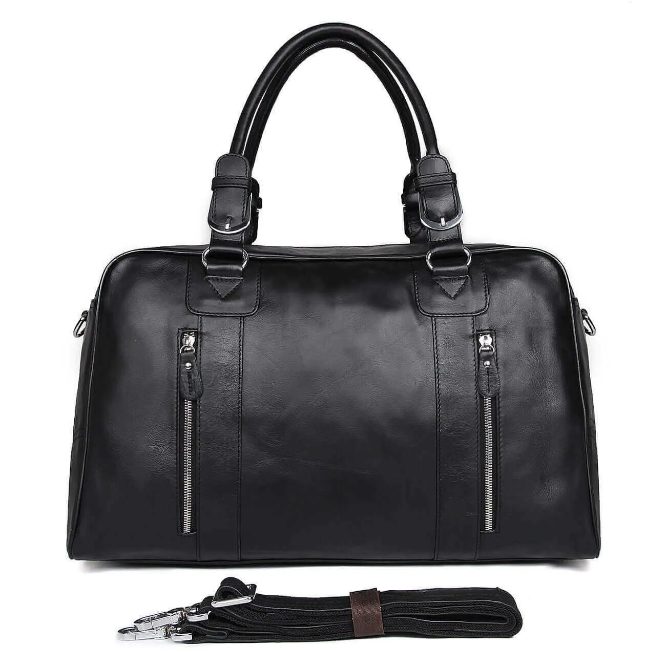 Black Leather Duffle Bag NZ - Luxury Travel Bag 29L