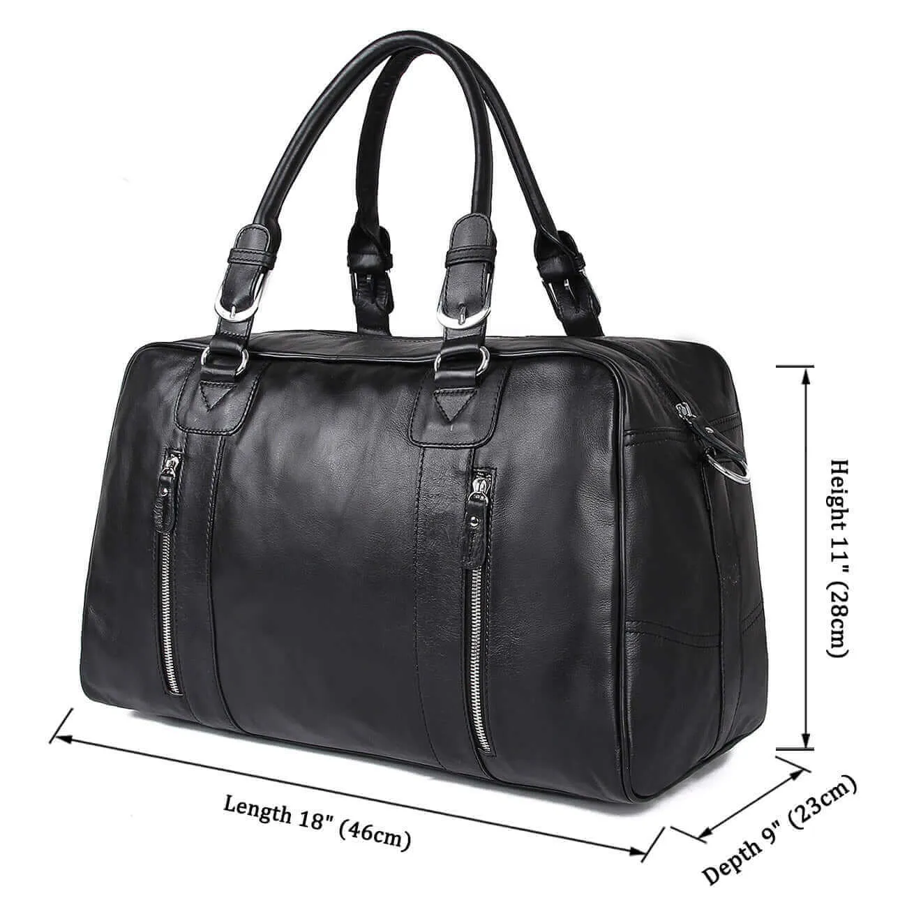 Black Leather Duffle Bag NZ - Luxury Travel Bag 29L