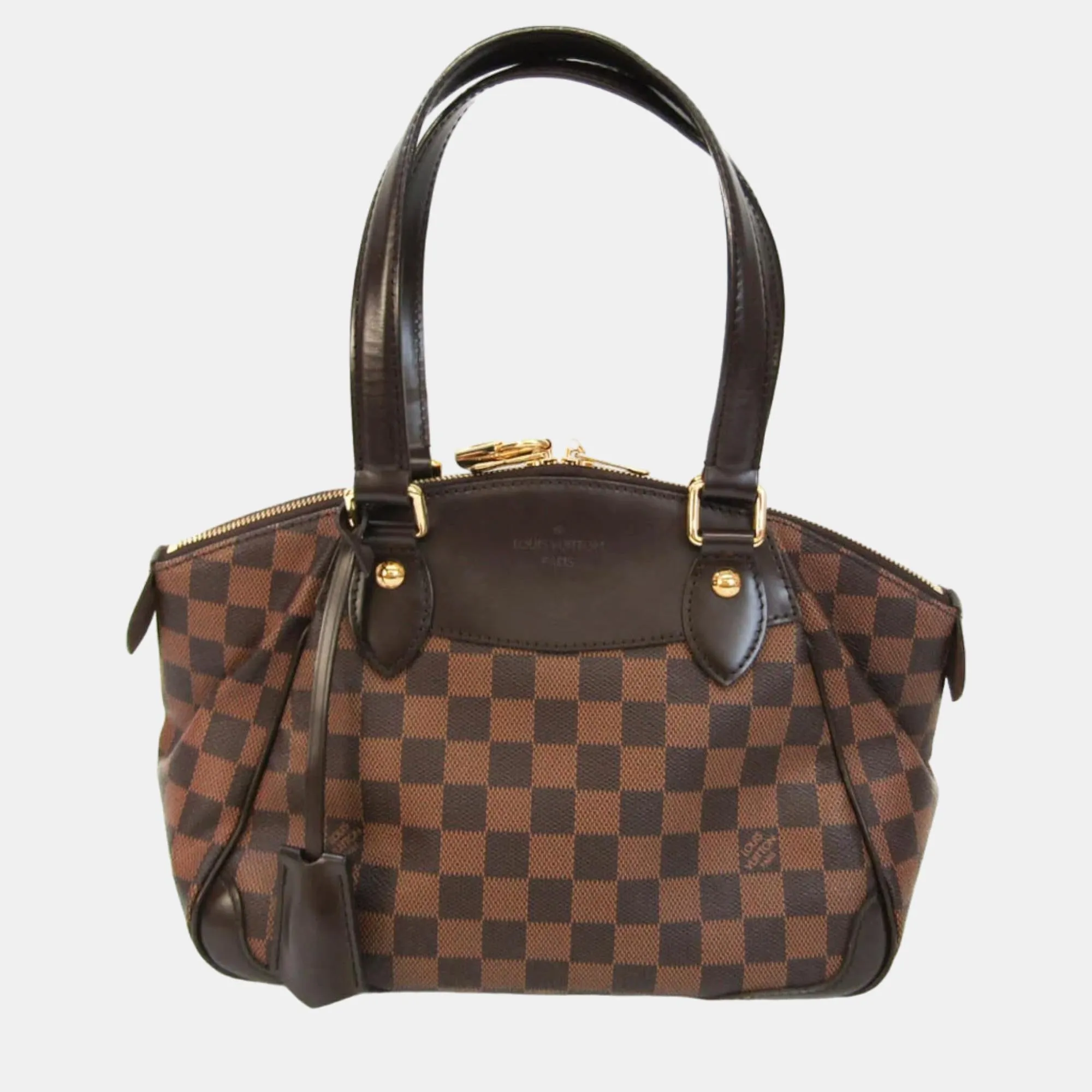 Brown Canvas Damier Ebene Small Verona Satchel Bag