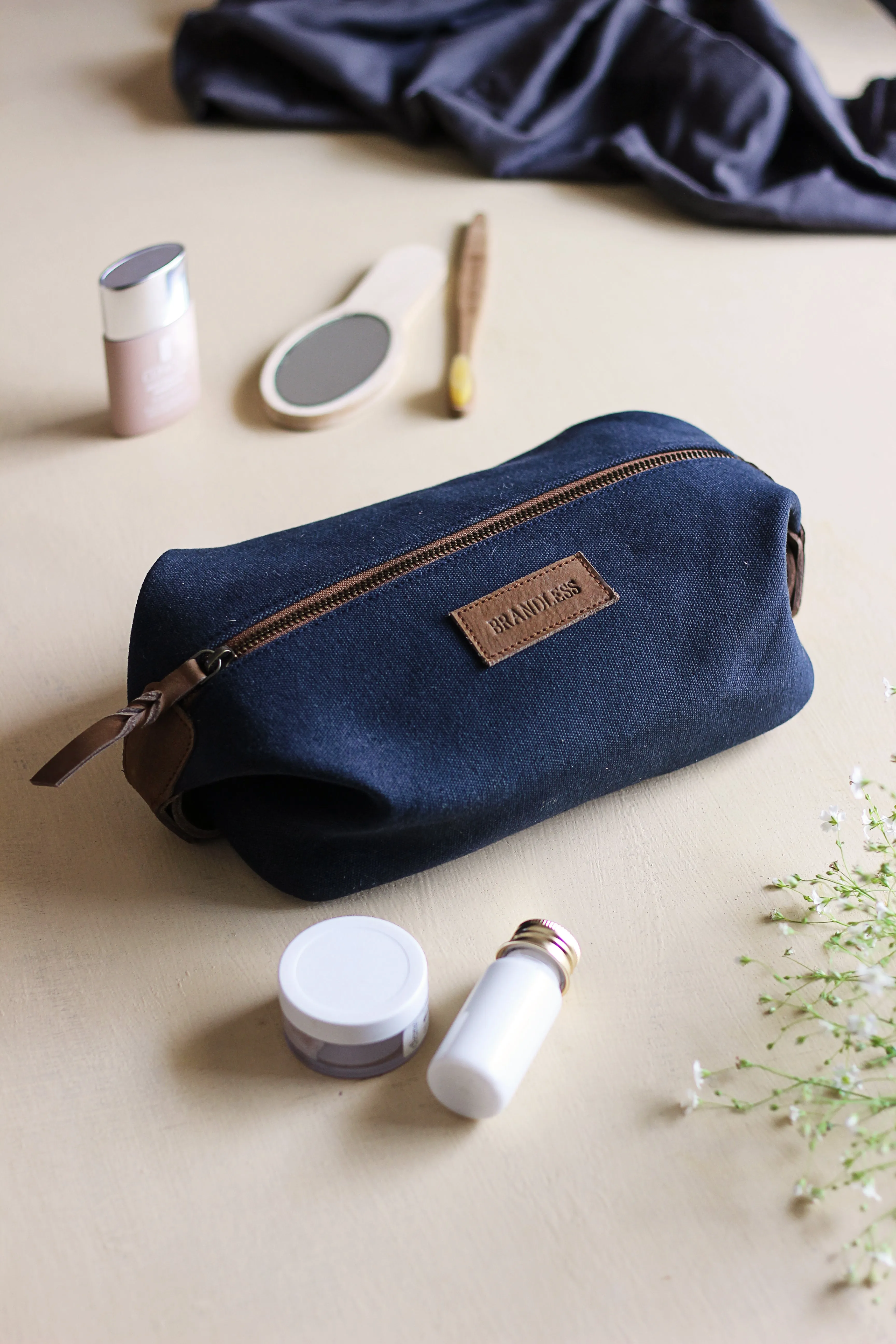 Canvas & Leather Dopp Kit - Green Tan