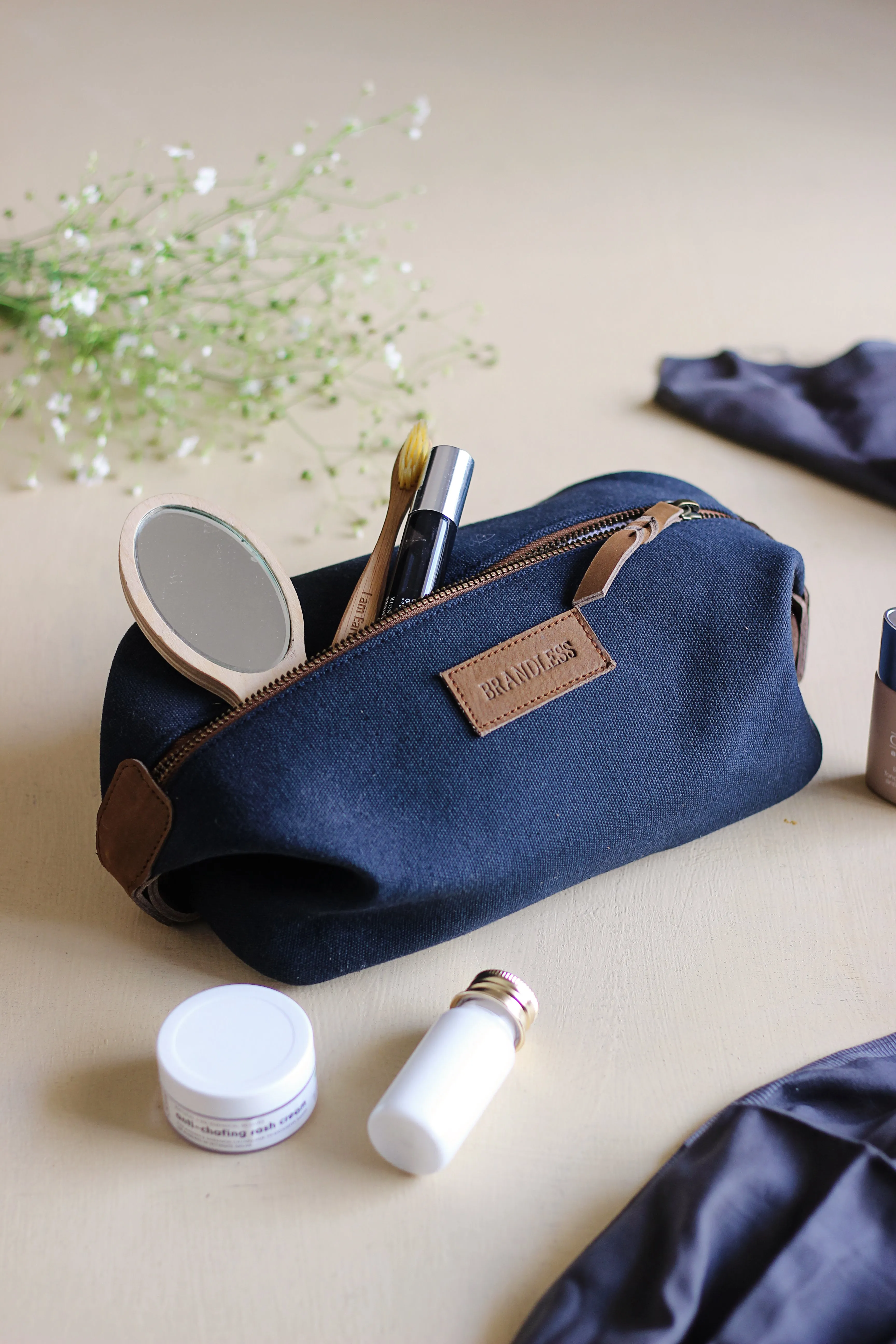 Canvas & Leather Dopp Kit - Green Tan