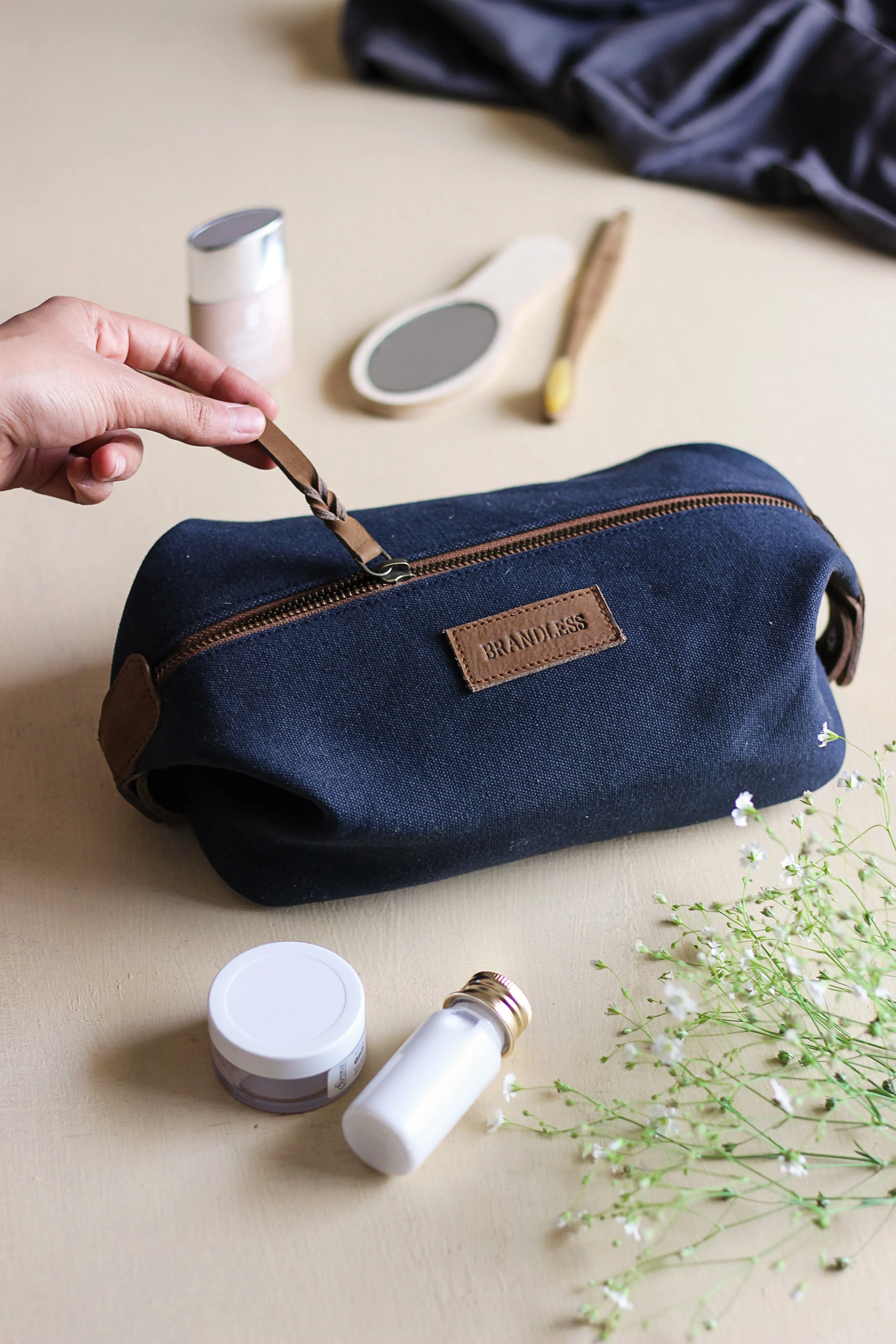 Canvas & Leather Dopp Kit - Green Tan