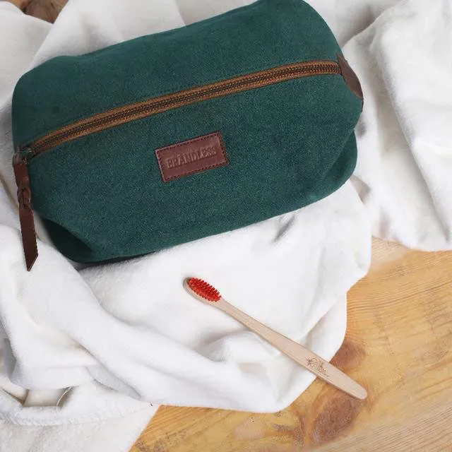 Canvas & Leather Dopp Kit - Green Tan