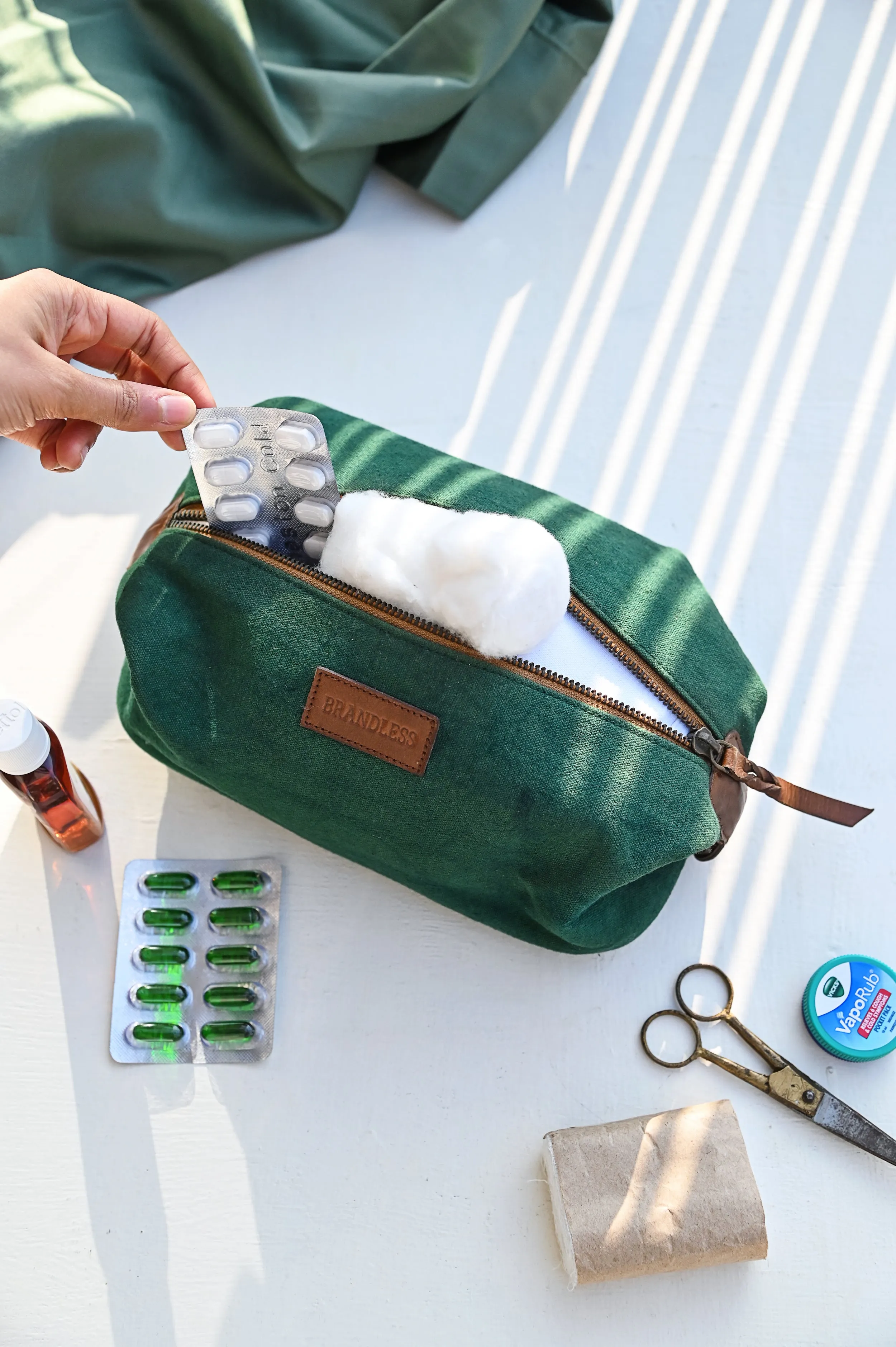 Canvas & Leather Dopp Kit - Green Tan