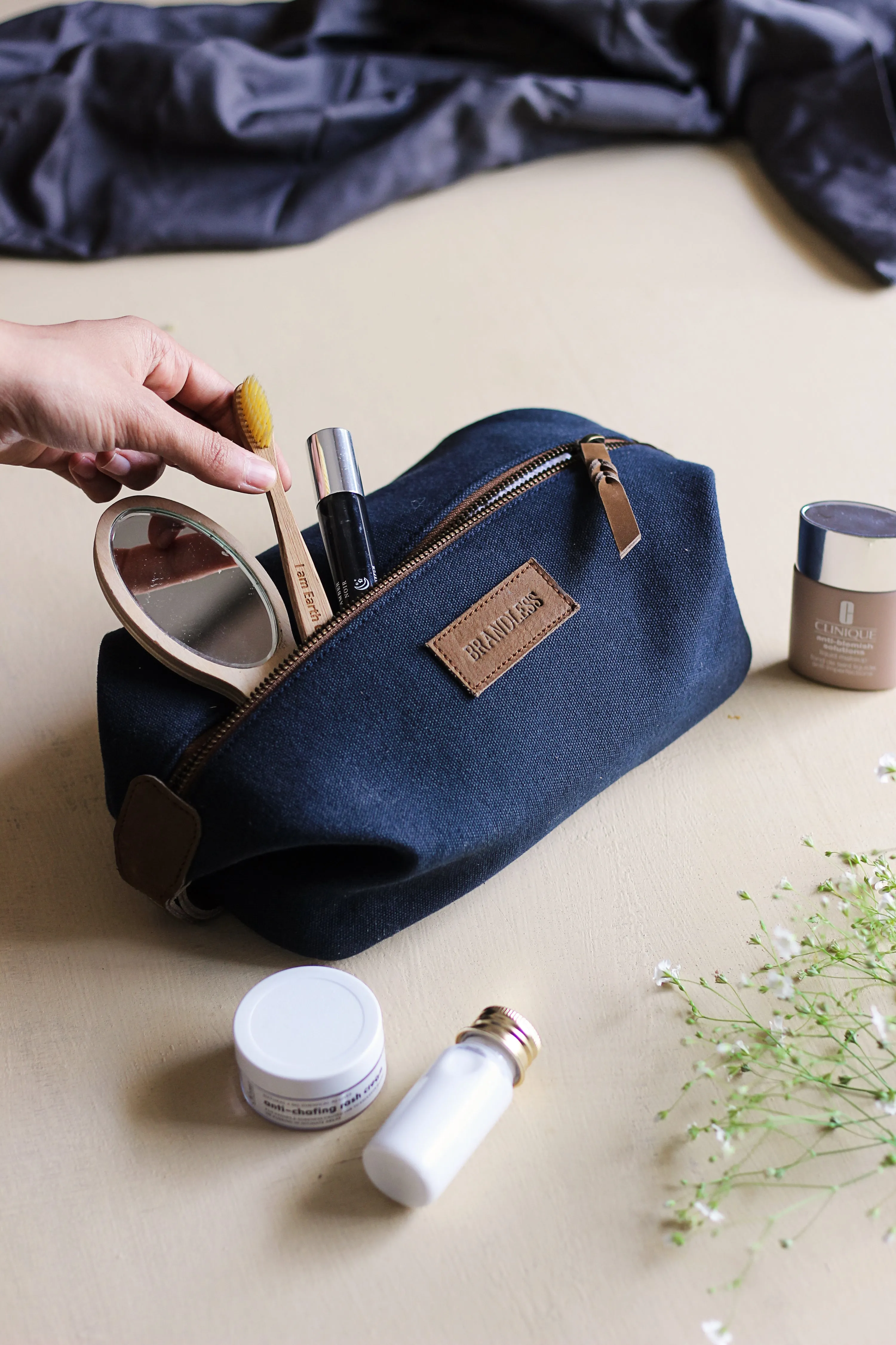 Canvas & Leather Dopp Kit - Green Tan