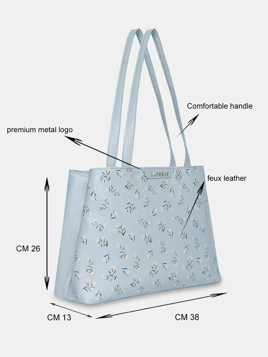 Caprese Merida Satchel Large Printed Women'S Handbag Sky Blue