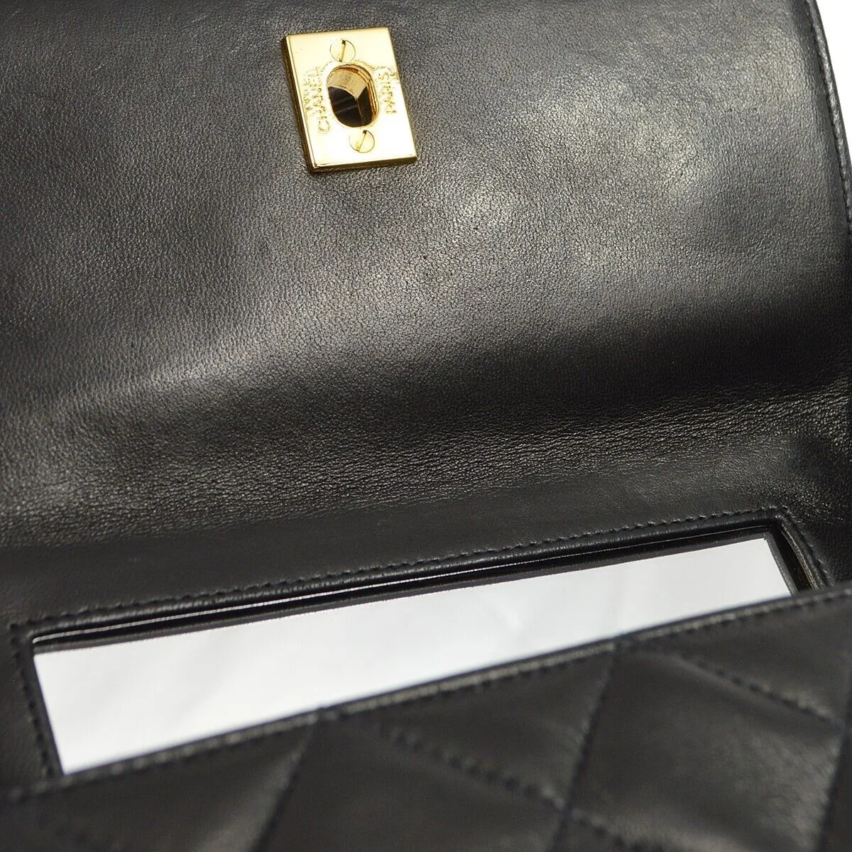 Chanel Black Lambskin Top Handle Handbag