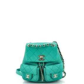 CHANEL Duma Pockets Drawstring Backpack Quilted Caviar Mini