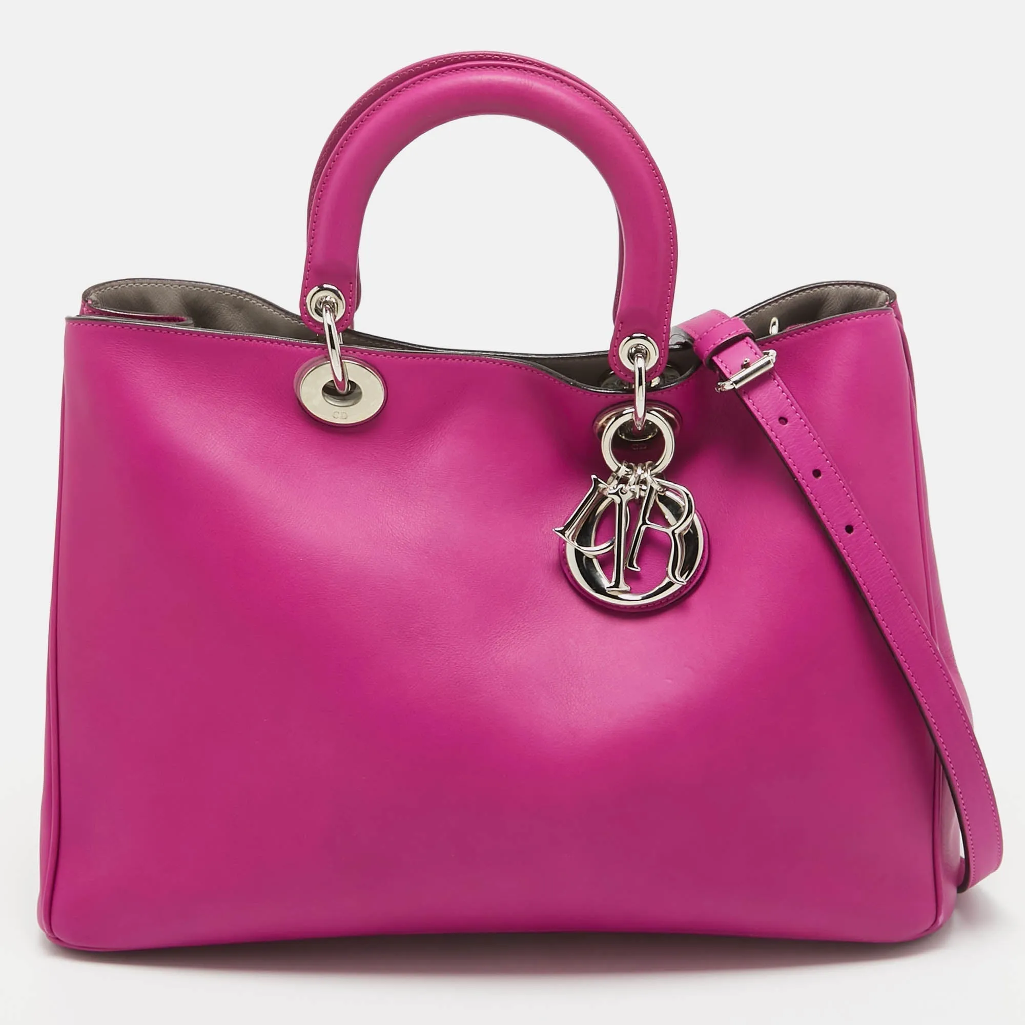 DIOR Fuchsia Leather Large issimo Shopper Tote