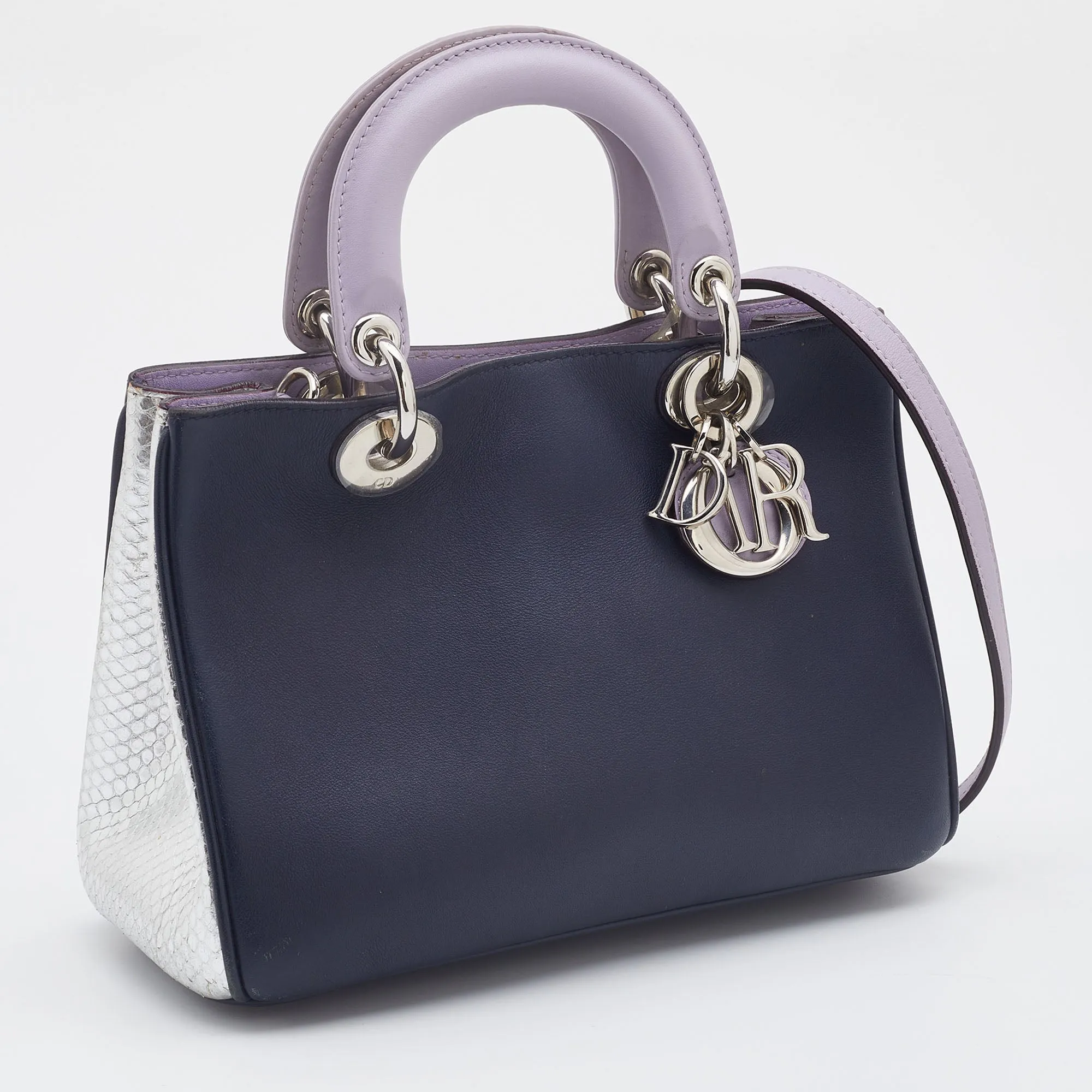 DIOR Tri Color Leather and Watersnake Leather Mini issimo Tote