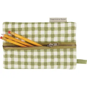 Green Gingham Pencil Pouch