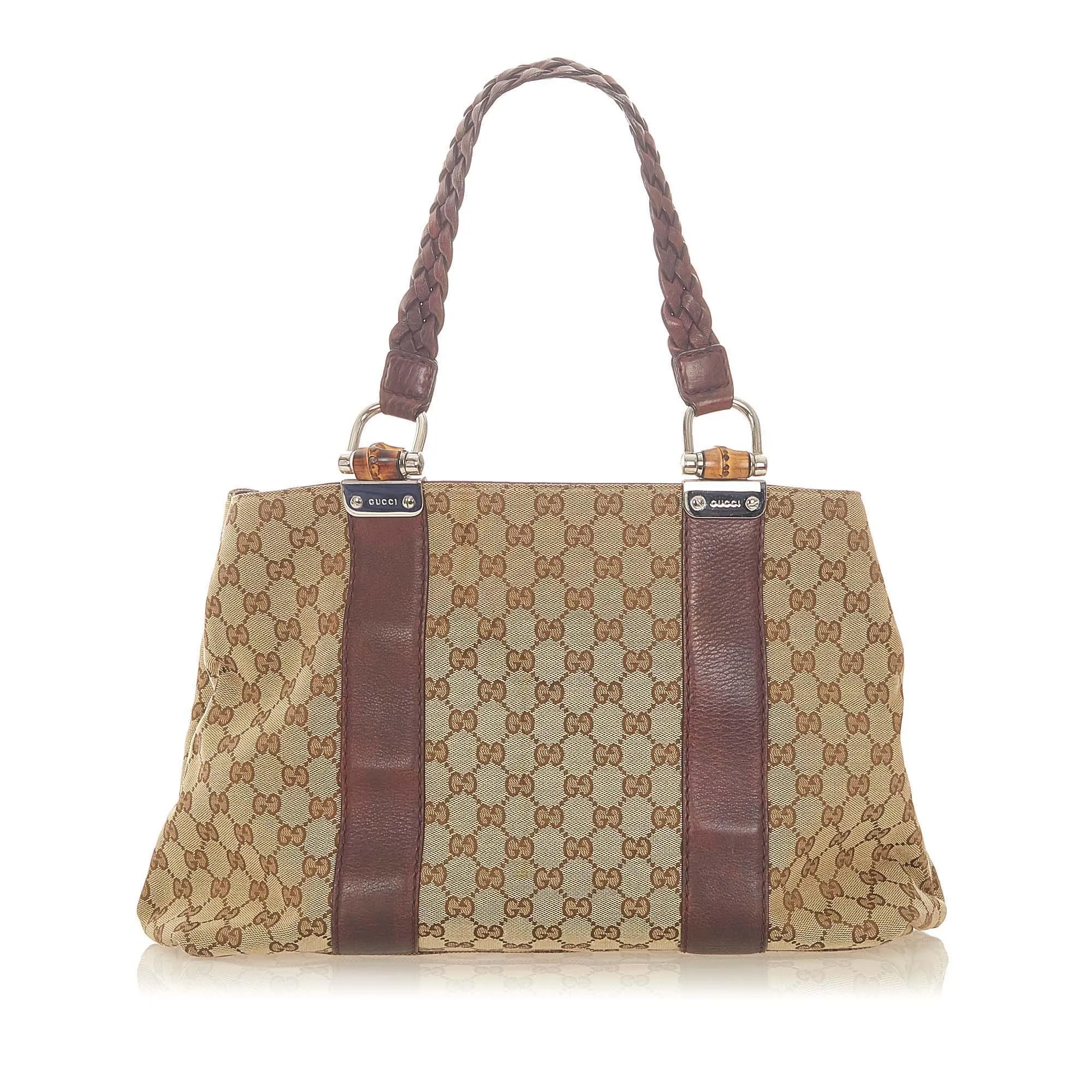 Gucci GG Canvas Bamboo Libeccio Tote Bag (SHG-20131)