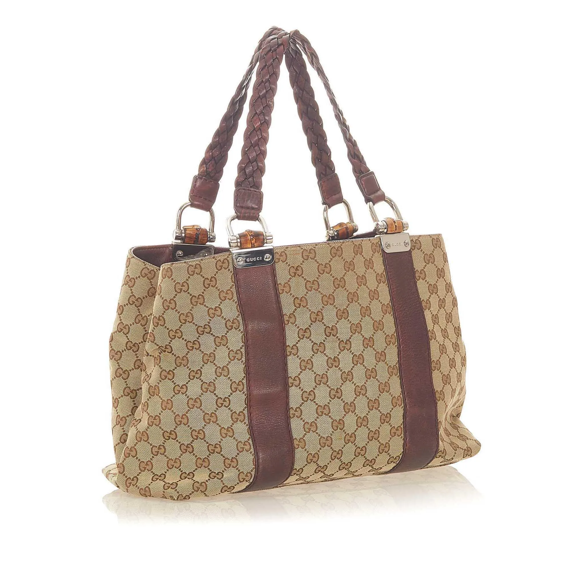 Gucci GG Canvas Bamboo Libeccio Tote Bag (SHG-20131)