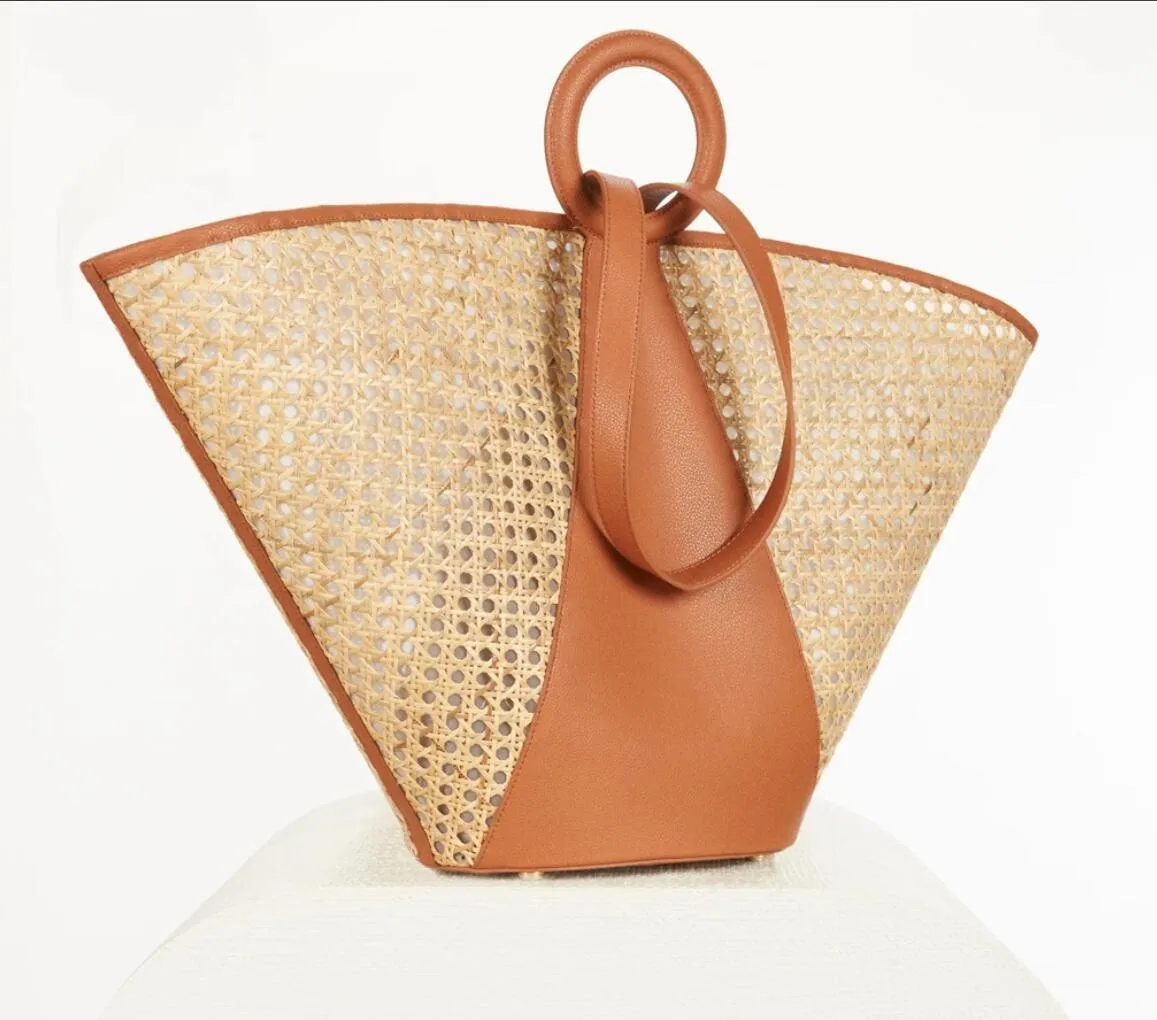 Large Raffia Straw Woven Tote Bag