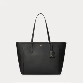 Lauren Ralph Lauren Crosshatch Leather Large Clare Tote in Black