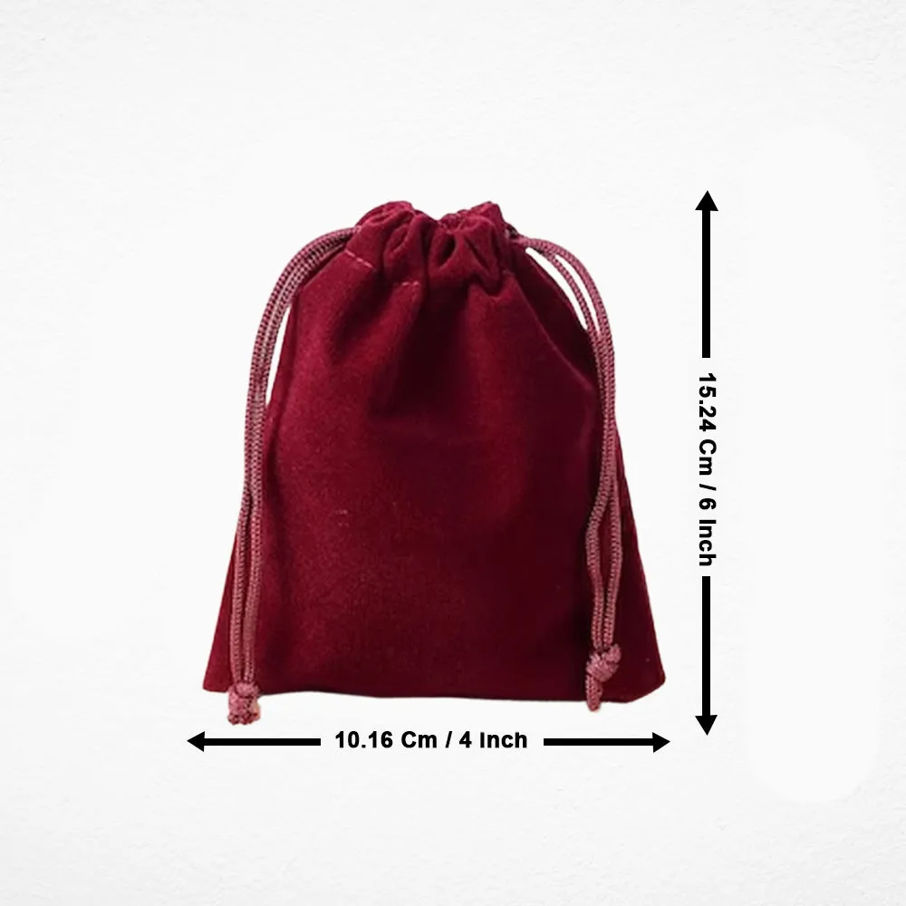 Maroon Velvet Pouches Little Drawstring Gift Bags