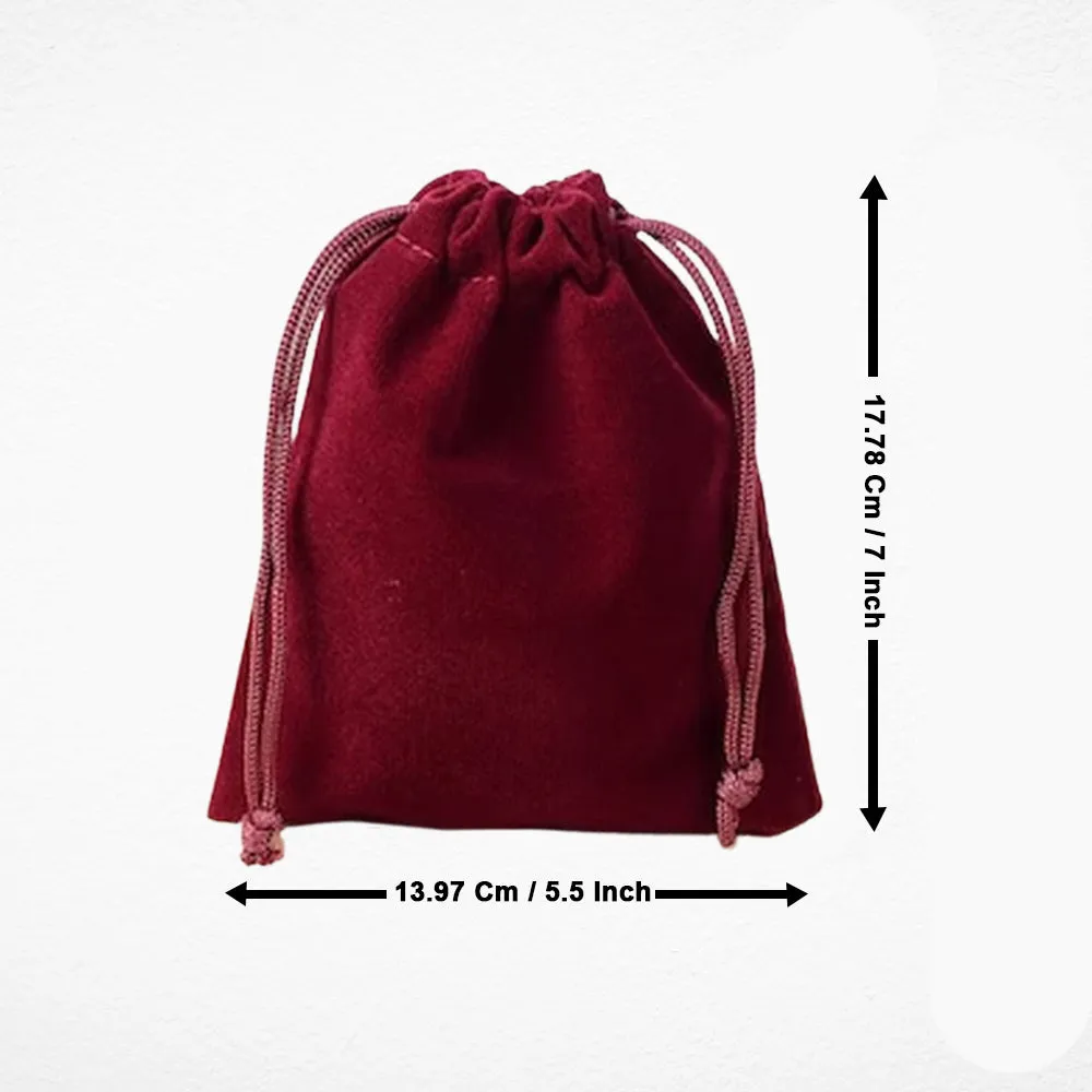 Maroon Velvet Pouches Little Drawstring Gift Bags