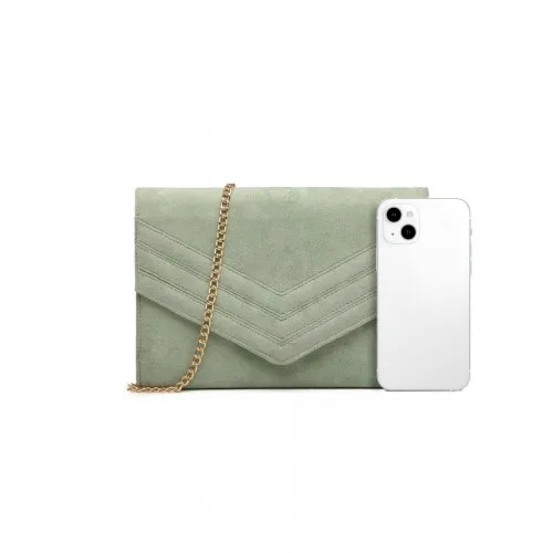 Miss Lulu Chevron Envelope Clutch Bag - Green | Elegant and Stylish Accessory