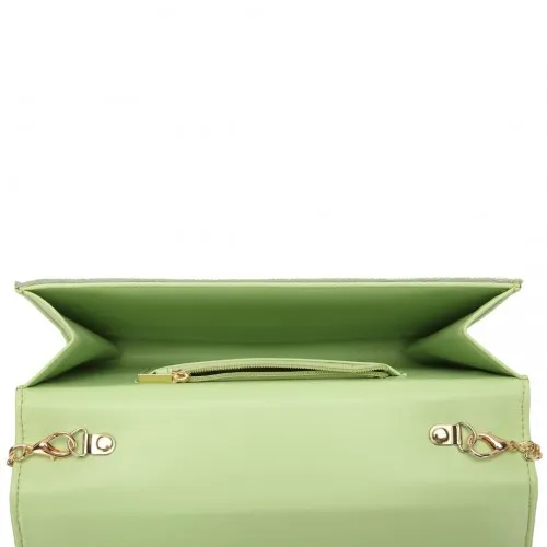 Miss Lulu Chevron Envelope Clutch Bag - Green | Elegant and Stylish Accessory