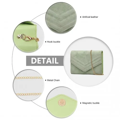 Miss Lulu Chevron Envelope Clutch Bag - Green | Elegant and Stylish Accessory