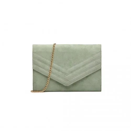 Miss Lulu Chevron Envelope Clutch Bag - Green | Elegant and Stylish Accessory