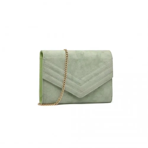 Miss Lulu Chevron Envelope Clutch Bag - Green | Elegant and Stylish Accessory