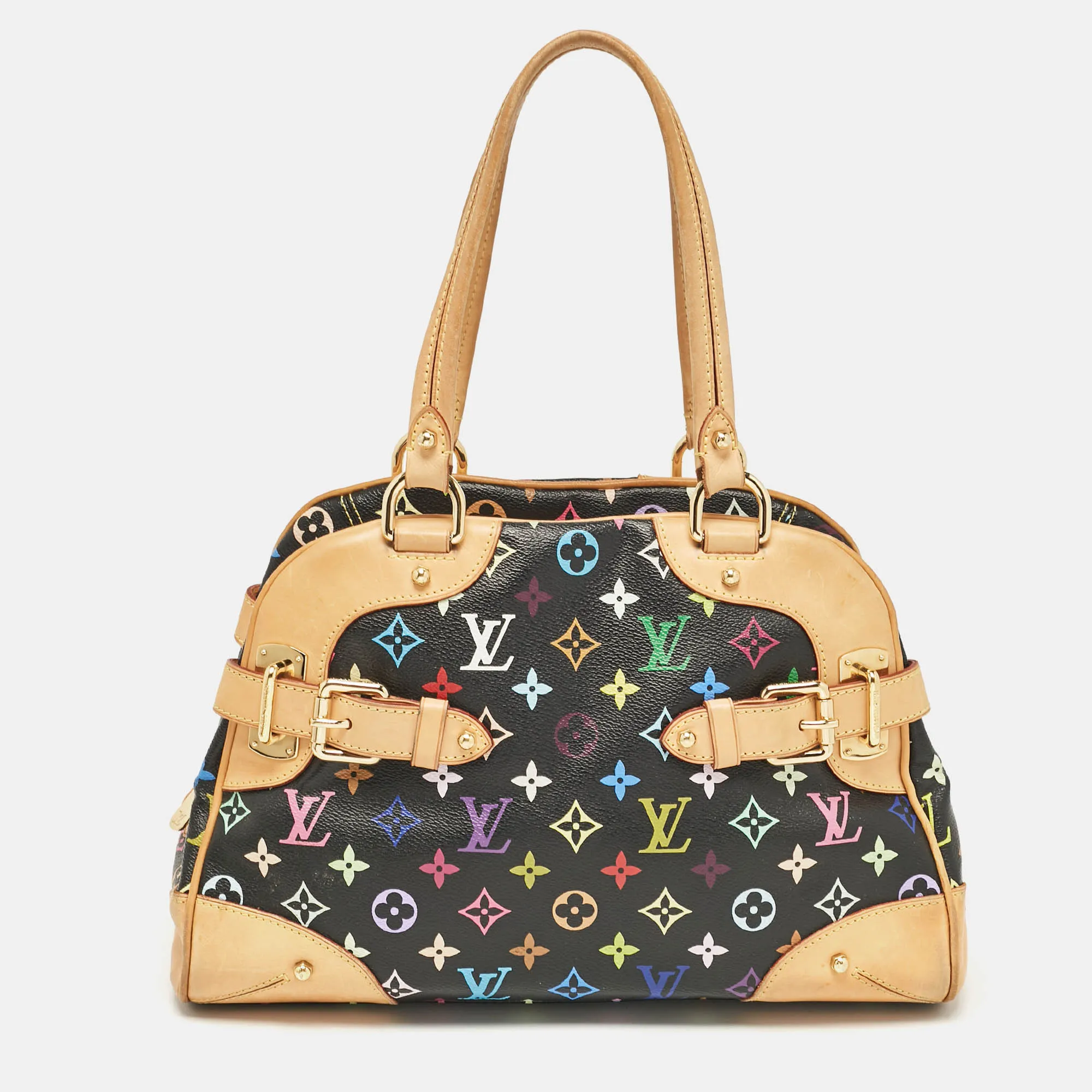 Multicolor Coated Canvas Leather Satchel