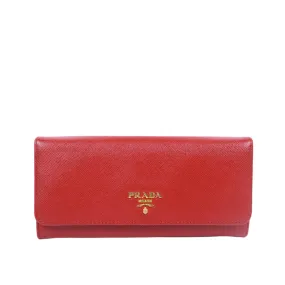 Prada Long Wallet Saffiano Red