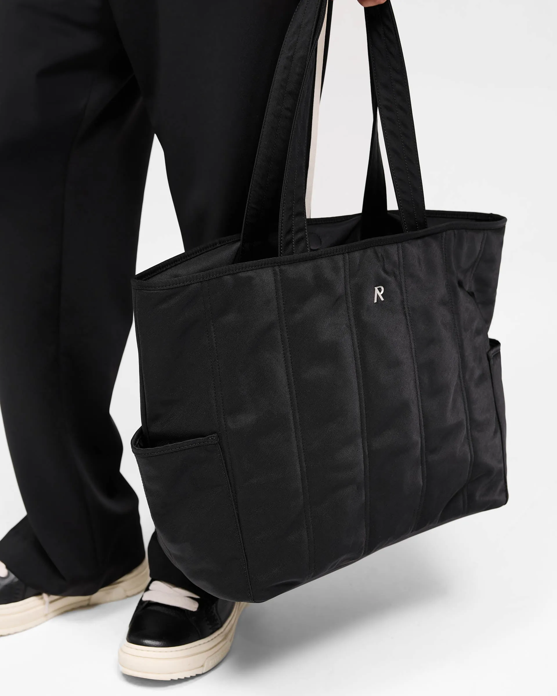 Quilted Tote Bag - Jet Black