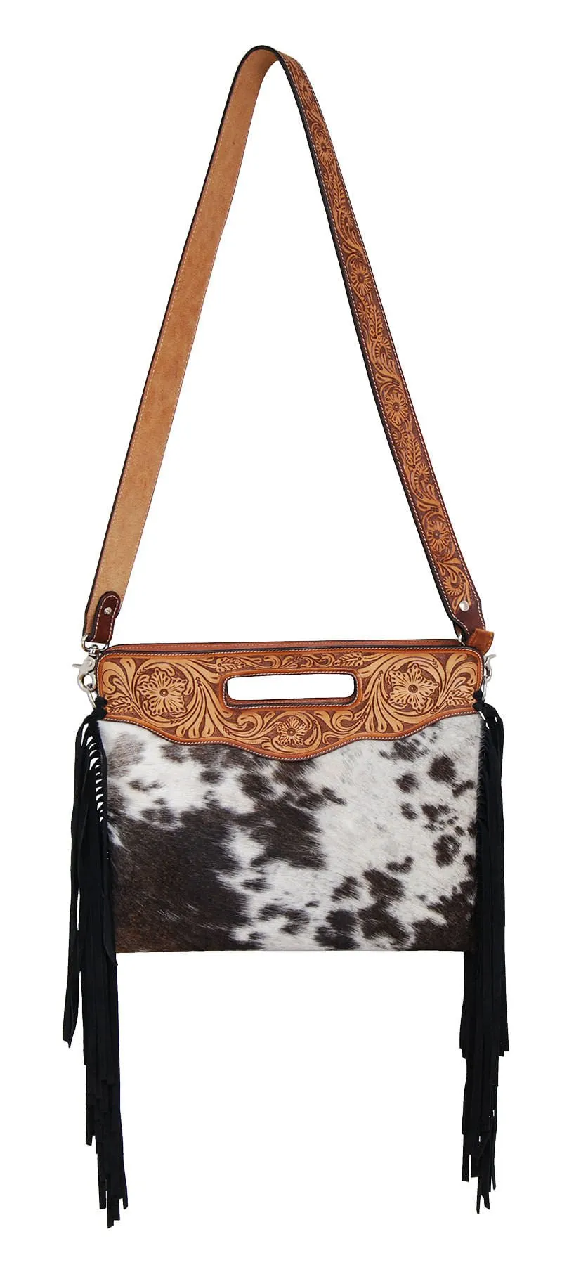 Rafter T Cowhide & Fringe Clutch Crossbody