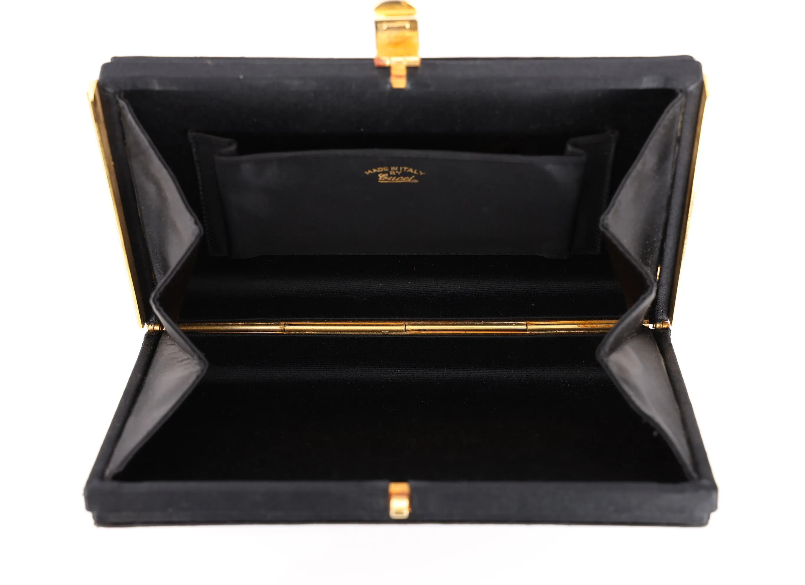 Rare Gucci Satin Monogram Frame Clutch