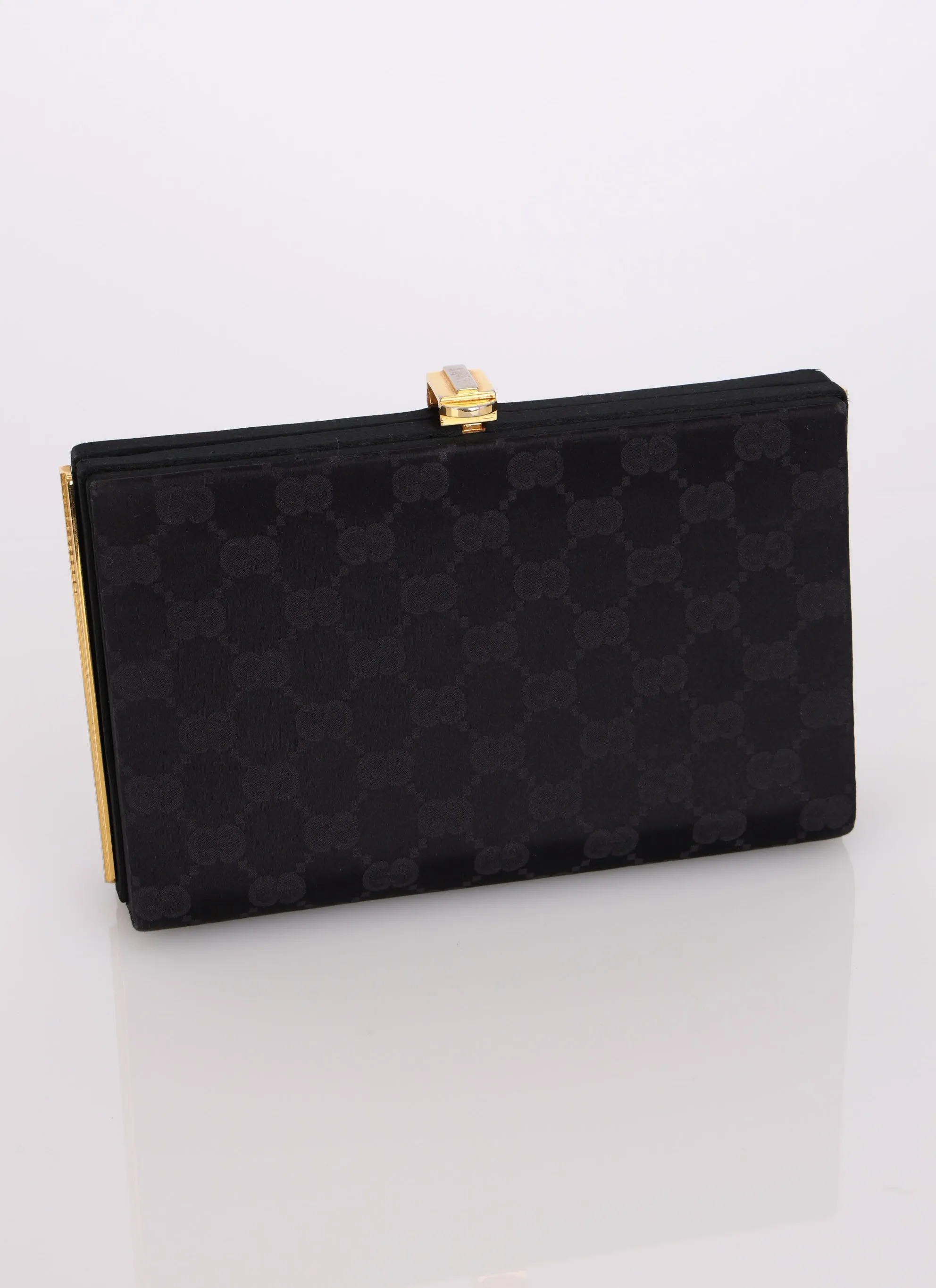 Rare Gucci Satin Monogram Frame Clutch