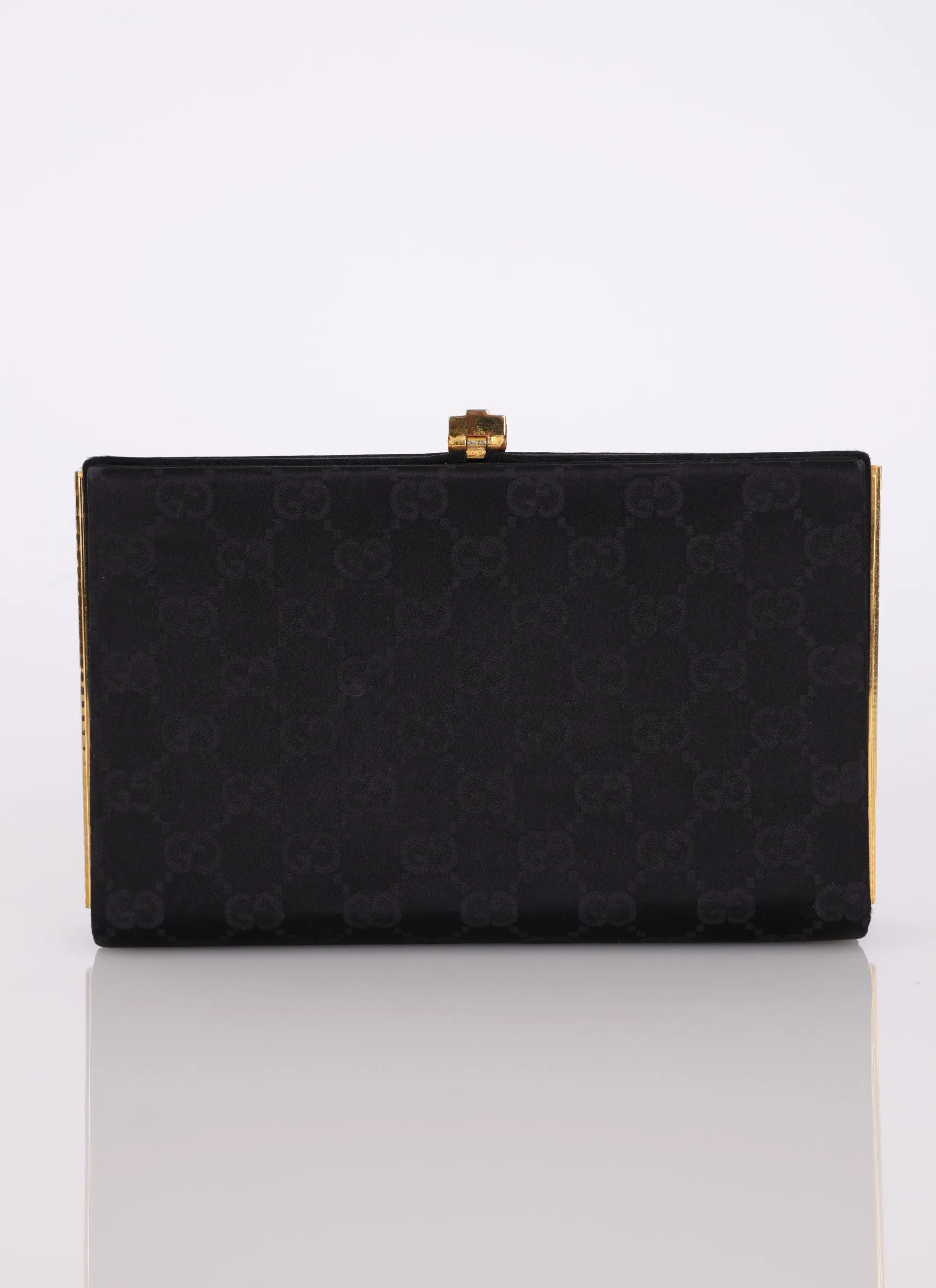 Rare Gucci Satin Monogram Frame Clutch