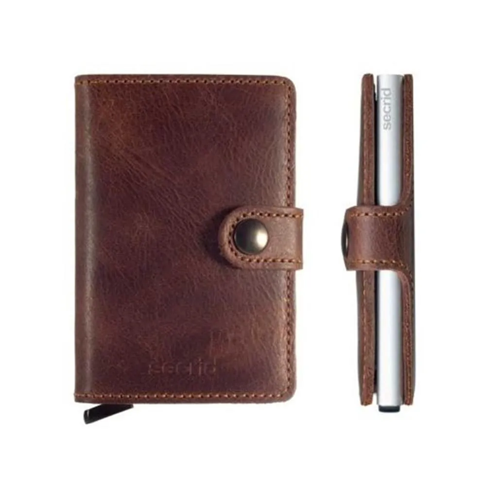 Secrid: Vintage Brown Leather Mini Wallet