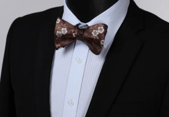 Self Tie Brown Floral Bowtie