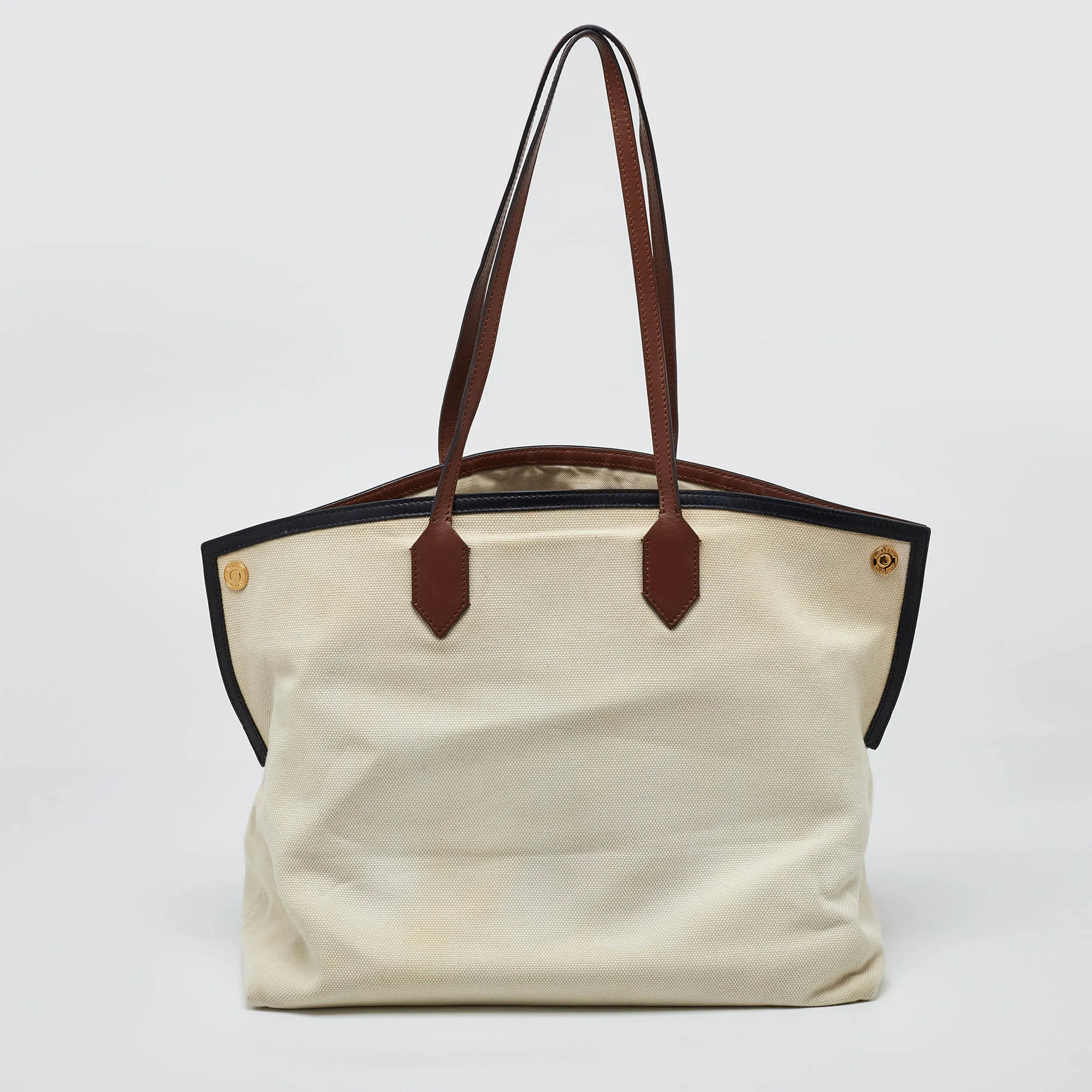 Trendy Inspired Burberry Tri Color Canvas And Leather Large Society Tote